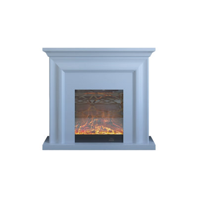 Light Gray Solid Wood Electric Fireplace