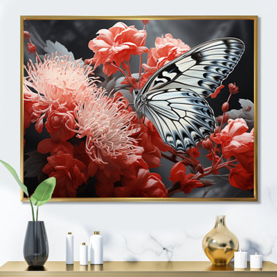 " Red Gray Butterfly Haven I "