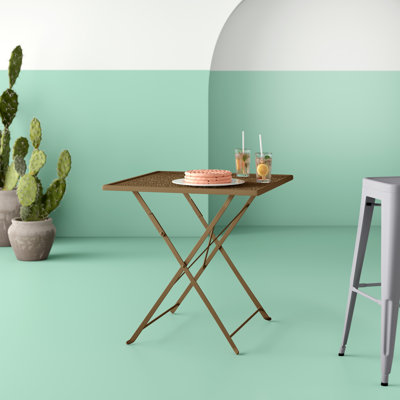 Table de patio pliante carrée intérieure / extérieure en acier de qualité commerciale 28 po