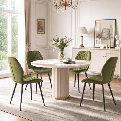 Norred Modern Velvet Dining Chair with Ergonomic Backrest, Set of 4