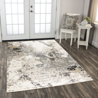 Tapis abstrait blanc / gris / beige
