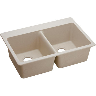 Évier de cuisine à double cuve à montage sur plan 33 po x 22 po x 9 1/2 po Quartz Classic