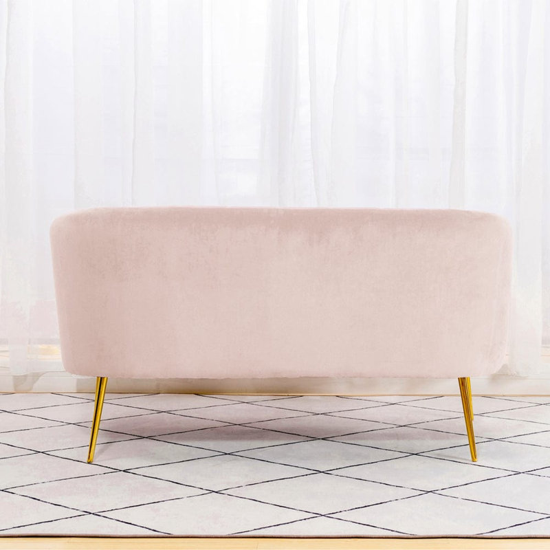 Bullock 2 Seater Velvet Loveseat, Pink