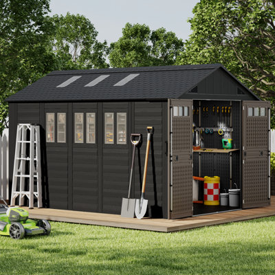 HDPE Resin Outdoor Storage Shed with Reinforced Floor, 8 ft. W × 12 ft. D