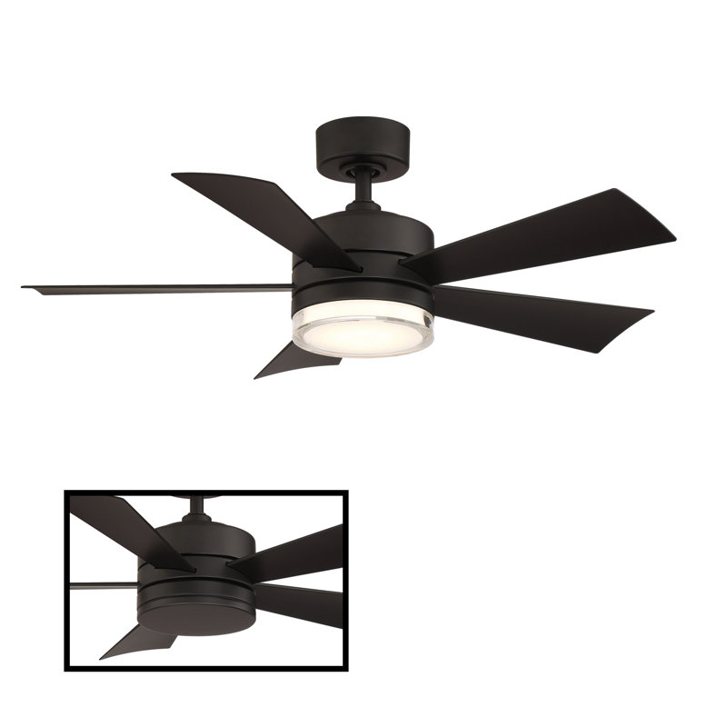 Wynd 5-Blade Outdoor/Indoor Smart Standard Ceiling Fan with LED Light Kit and Remote Included, 42", Matte Black