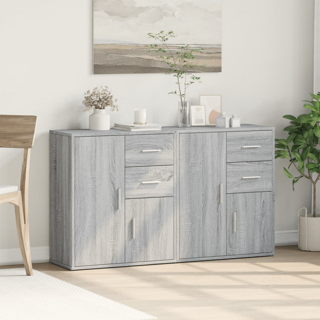 Vidaxl Sideboards 2 Stk. Grau Sonoma-Eiche 60X31x70 Cm Holzwerkstoff