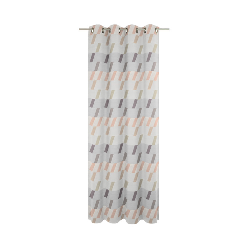 Lopez Room Darkening Curtain Single Panel, 132cm Width x 145cm Drop, Orange/Dark grey/Light grey