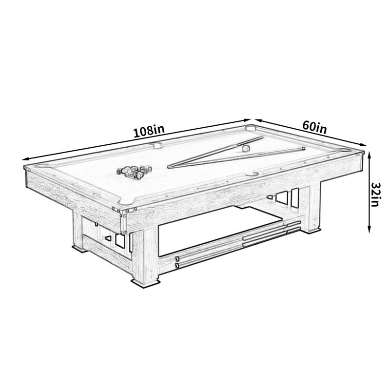 Multi Game Table, 32" H x 108" W x 60" D, Orange