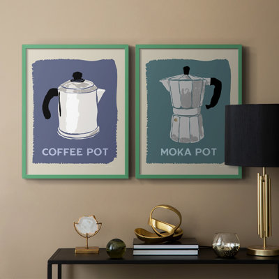 «Modern Coffee I», reproduction encadrée de qualité supérieure - prête à être accrochée - aucun clou requis - aucun clou requis