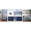 Lit superposé simple en bois bleu et blanc avec tente, environnement de sommeil et de jeu confortable, pin, lattes pour la conservation du matelas, élément central de la chambre à coucher