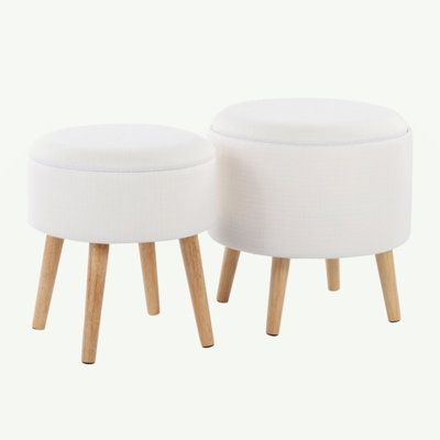 Borlow 17.75" Wide Round Storage Ottoman