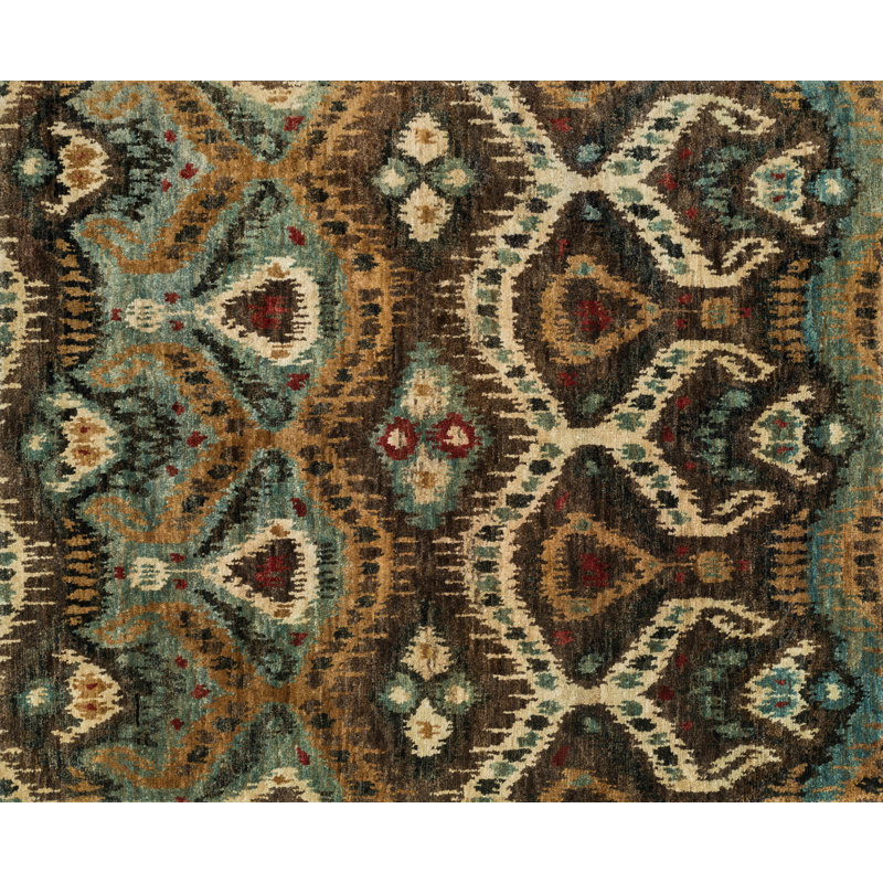 Tapis taupe noué à la main Dalli, Rectangle 5 pi 6 po x 8 pi 6 po