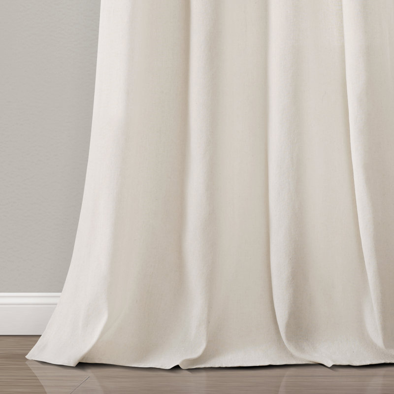 Cotton Blend Sheer Curtain Pair, Blue/Off White