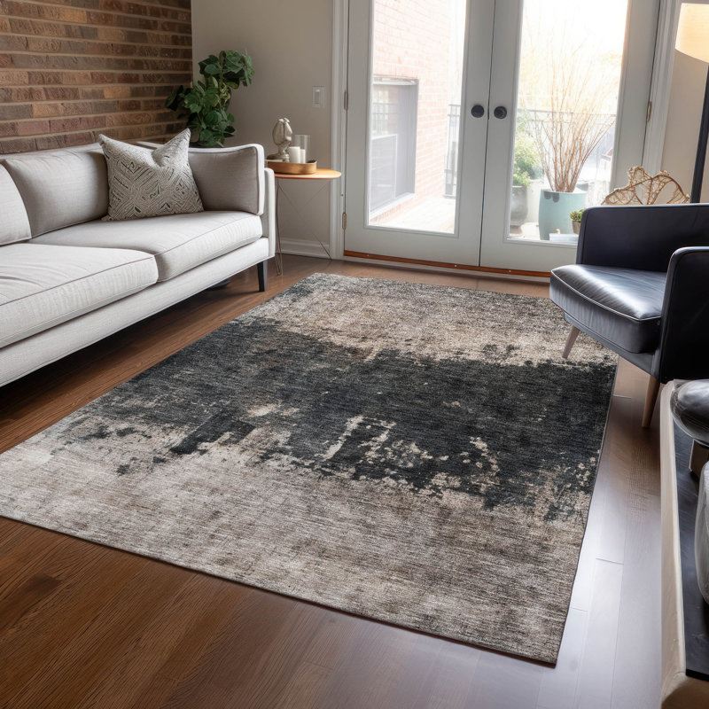 ACN1215 Taupe Indoor/Outdoor Machine Washable Area Rug, Rectangle 8 pi x 10 pi