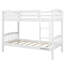 Lit superposé simple en bois massif blanc avec échelle et garde-corps pour petits espaces