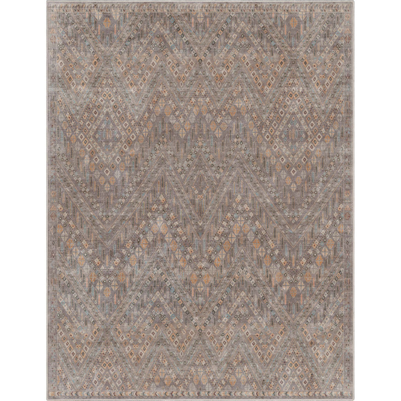 Tapis à chevrons gris Ervin Anya, Rectangle 9 pi 10 po x 13 pi