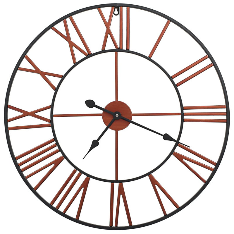 Arikara Metal Wall Clock, Black/Red, 58cm H x 58cm W x 1cm D