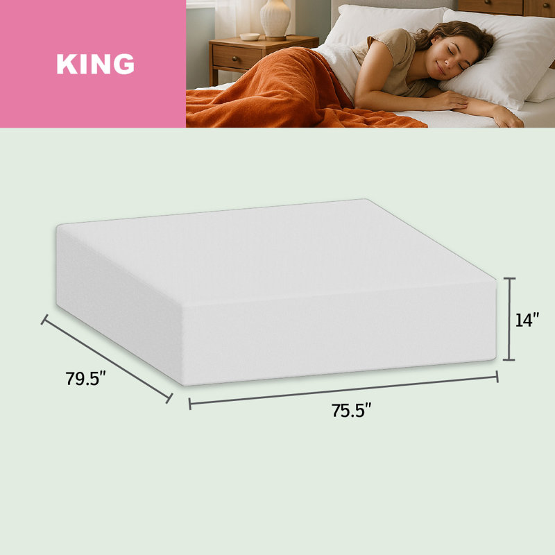  Comfort Series Triple Layer Foam 14" Bed-in-a-Box Mattress, King, Plush