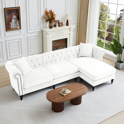 108.7" Wide Sectional Sofa With Ottoman