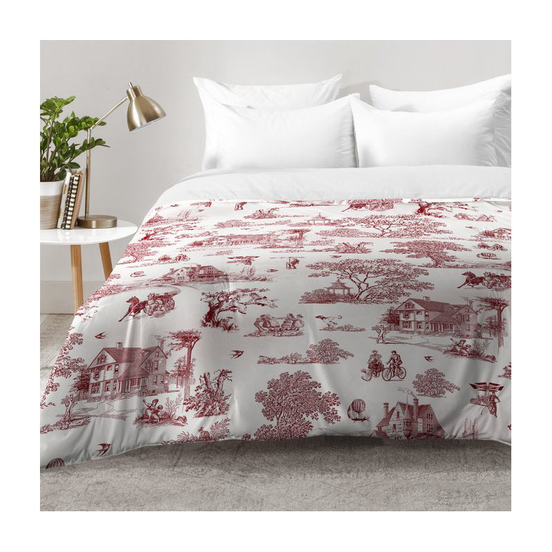 Belle 13 Traditional Polyester Toile Comforter, King Comforter + 2 King Shams