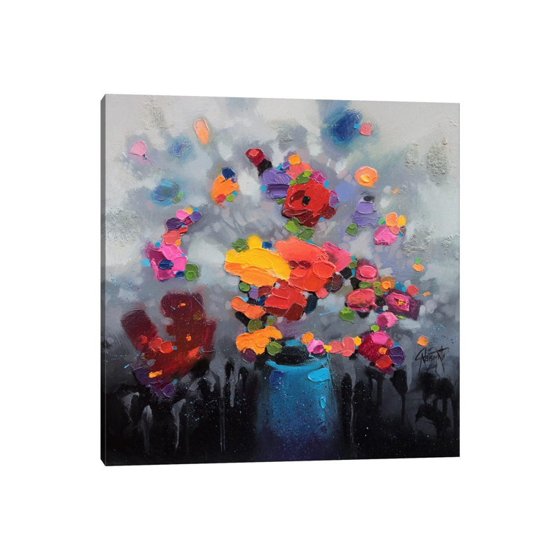 «Bouquet I» par Scott Naismith - impression d'art graphique, Toile tendue, 26" H x 26" W x1.5" D, Pas de tapis