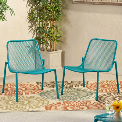 Chaises d'extérieur empilables, assise en filet, en angle, l 26 po x P 22,04 po, H 26 po, couleur sarcelle, 26 po x 22,04 po x 26 po