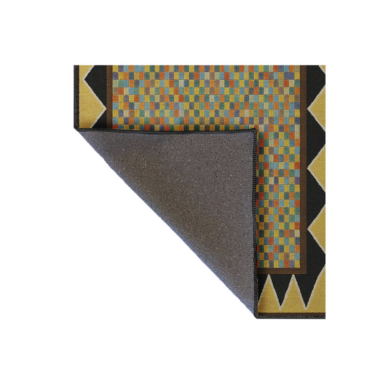 Tapis noir tissé à motif lavable traditionnel Mosso, 4'11" x 9'10"