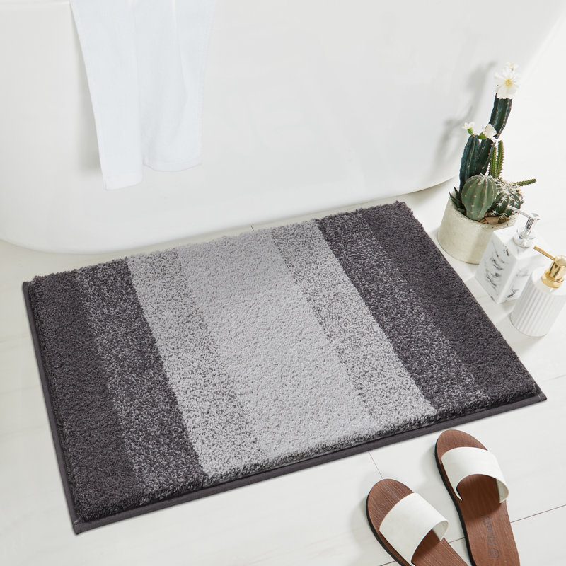 Tapis de bain moelleux et absorbant l'eau, Gris, L 31,5 po x l 19,68 po