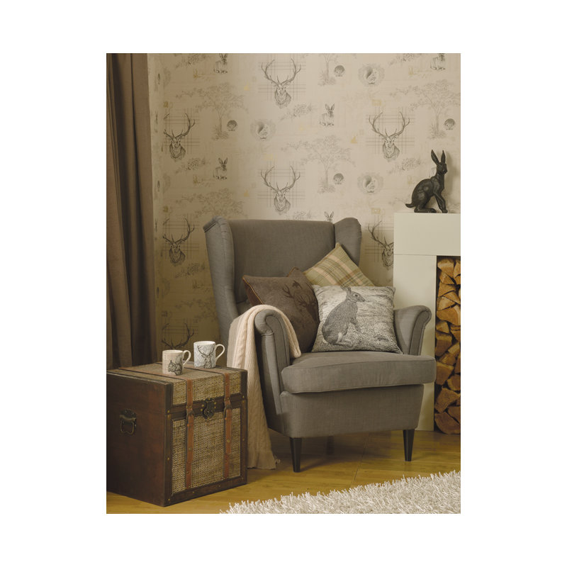 Conner Wallpaper Roll, Charcoal/Linen