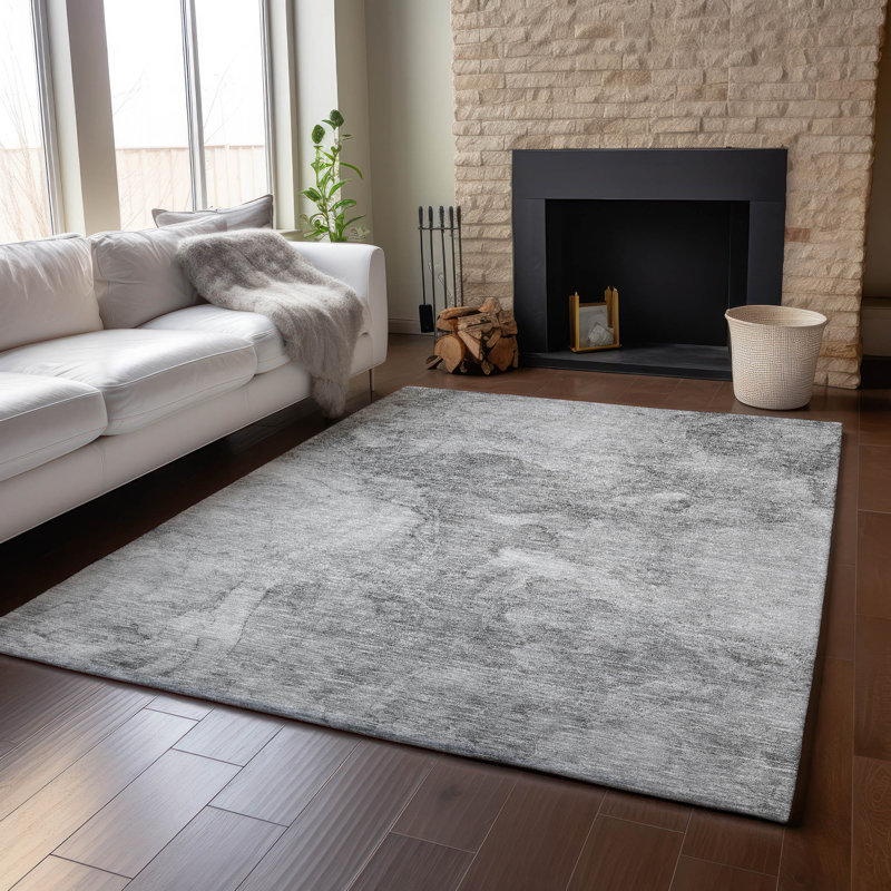 Premium Machine Washable Prisco Gray Rug, Rectangle 10' x 14'