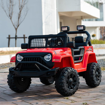 Camion électrique pour enfant avec télécommande parentale, suspension à ressort, lumières DEL et lecteur de musique - rouge