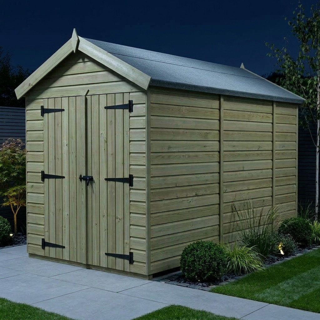 Total Sheds 6ft x 11ft Apex Garden Shed - Double Door - No Windows - Pressure Treated Timber - UK Manufactured