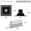 Luminaire encastré carré noir à 1 tête à DEL LUXRITE, pivotant à 360 ° + 15 °, 5CCT, 15W, 1000LM, paquet de 4 ampoules à intensité variable et 60 ° Wet-123101041