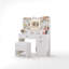 Coiffeuse de maquillage avec miroir coulissant à DEL et station de charge, grand bureau de coiffeuse avec 5 tiroirs, 11 tablettes, armoire, tabouret de rangement, table de commode pour la chambre à coucher, blanc