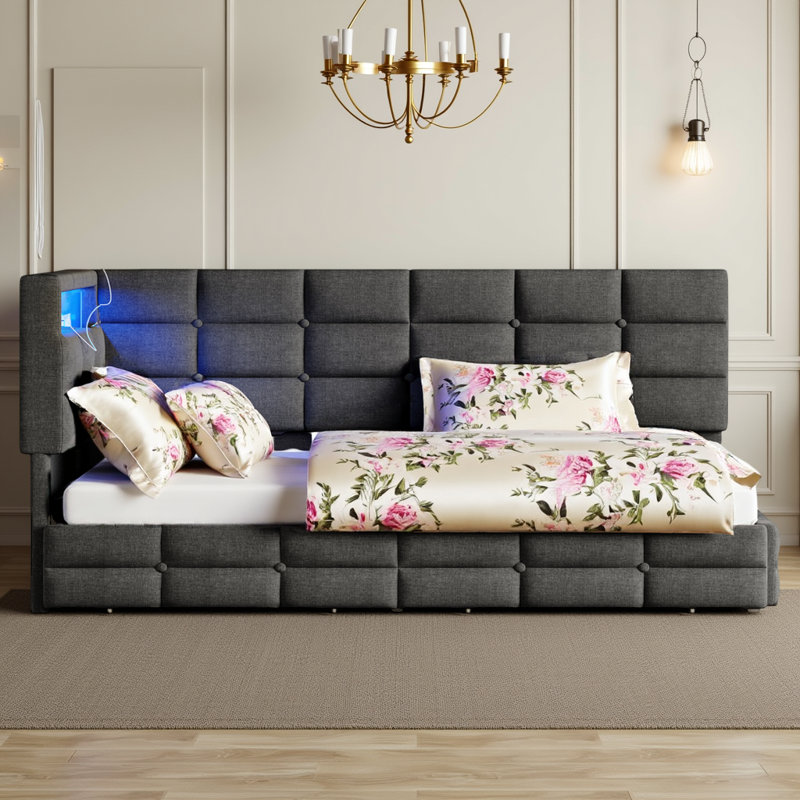 Lit de jour tapissier Alano, Gris