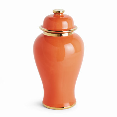 Arancio Orange High-Gloss Gold-Detail Lidded Mini Ginger Jar Large