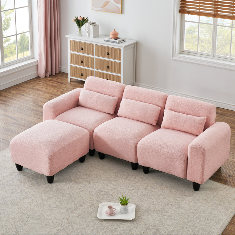Eibe Upholstered 84.6'' Sofa, Pink Polyester Blend
