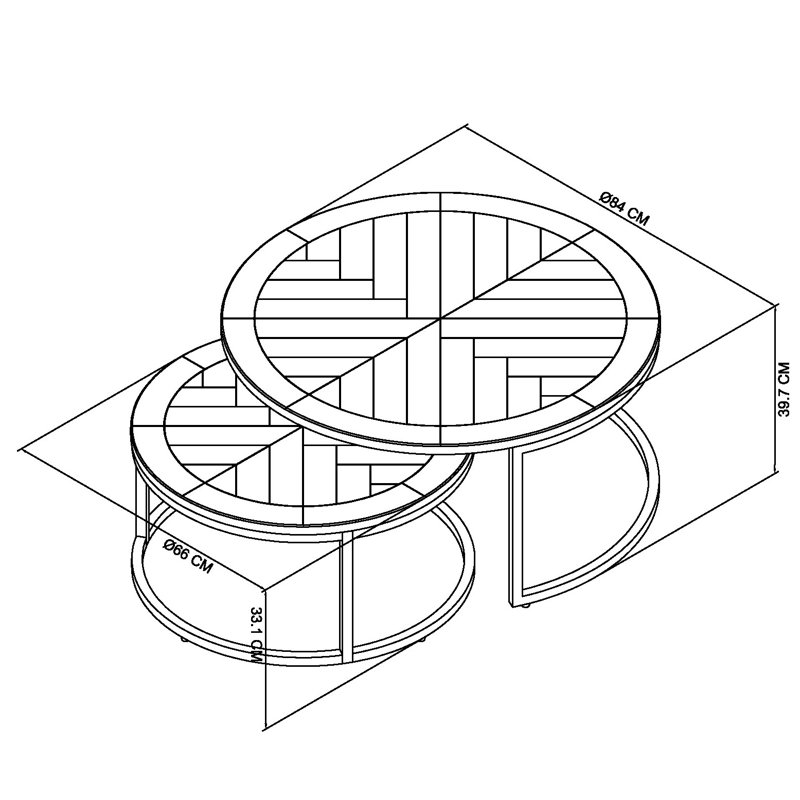 MONROE SILVER GREY COFFEE TABLE NEST
