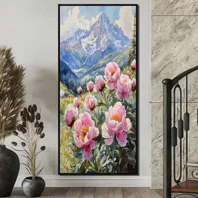 Pivoines dans la brise alpine II - pivoines, art mural pour le salon