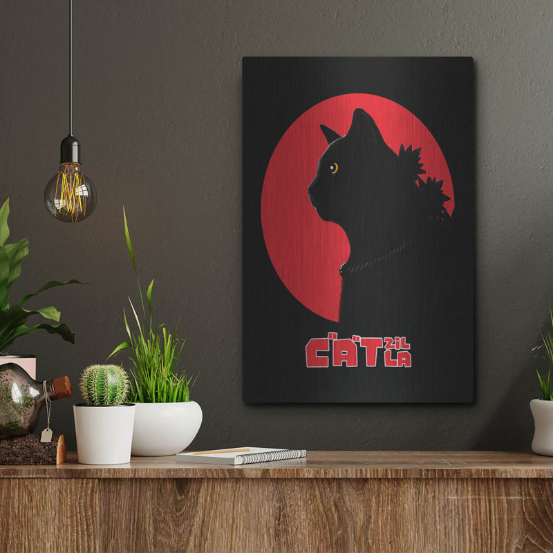 «Catzilla» de luxe par Tummeow, art mural en métal «Catzilla» par Tummeow, H 16 po x l 12 po