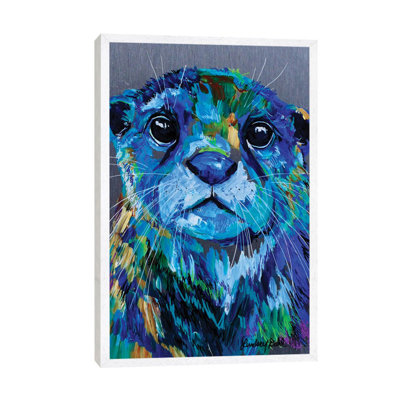 Otter by Lindsey Dahl - Painting on Canvas, 66.04 cm H x 45.72 cm W, White Framed