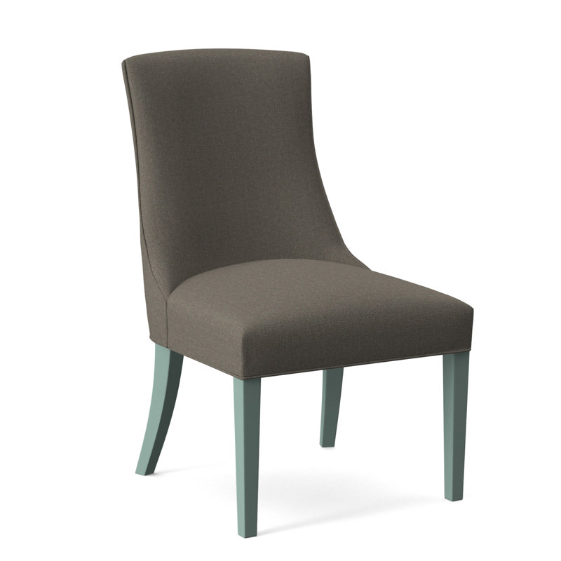Tuxedo Slipper Dining Chair, Gray Sugar Performance; 0863-84, Brass Finish