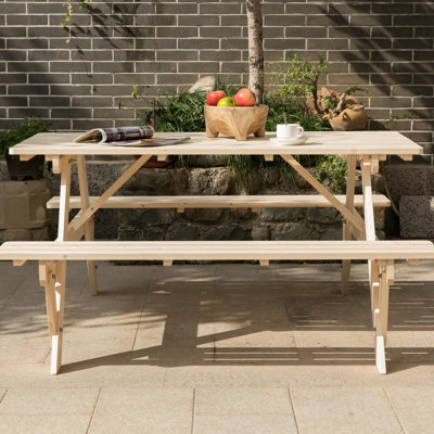 Table de pique-nique en bois massif Cailie