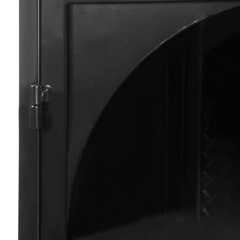 Armoire d'appoint en métal avec rangement à trois niveaux, Noir, noir, noir, noir