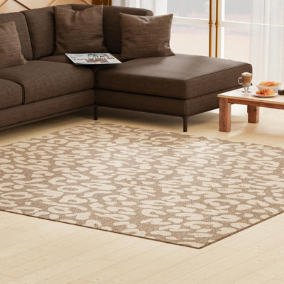 Henrik Animal Print Machine Woven Polypropylene Area Rug in Brown