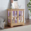 Vitrine lumineuse à DEL, vitrine antique avec tablettes réglables, vitrine de qualité rétro avec portes en treillis, bibliothèque élégante et armoire de rangement pour la décoration et l'organisation chêne-1203248980