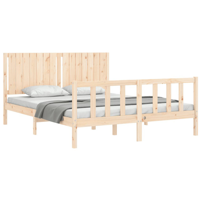 Sharpley Solid Wood Bed, Beige, 200 x 150cm