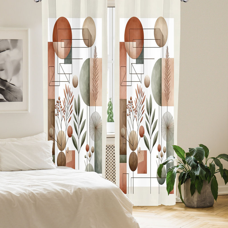 Paire de rideaux East Urban Home Mid Century, L 56 po x L 63 po