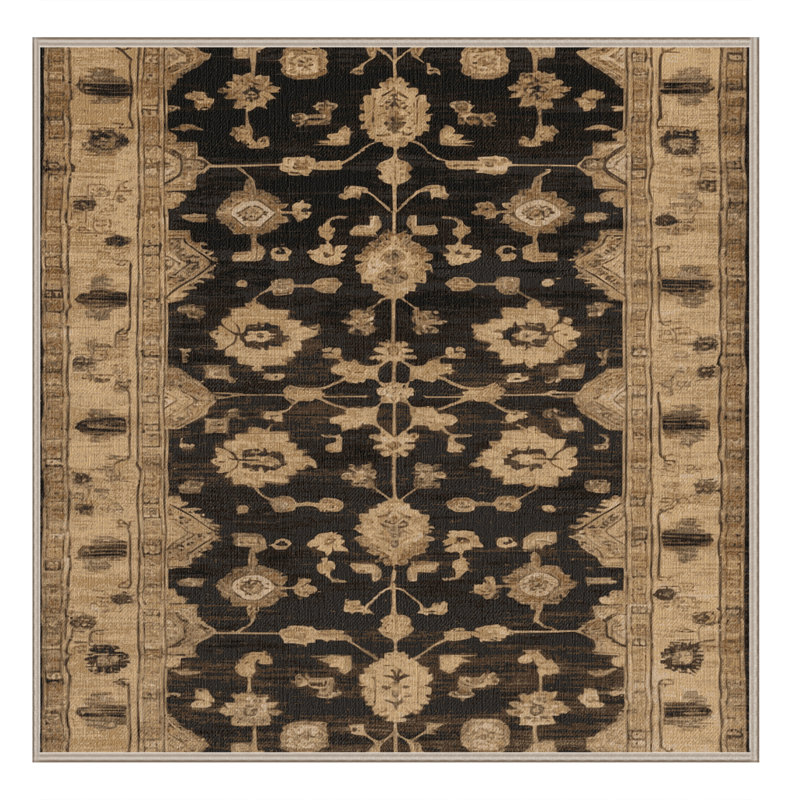 Machine Washable Overdyed Beige Area Rug, Square 4'