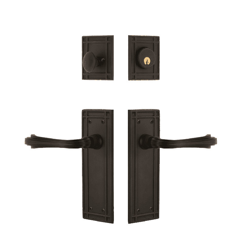 Ensemble d'entrée de mission Nostalgic Warehouse avec levier Fleur, Bronze frotté à l'huile, 2.75